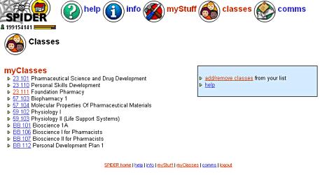 myClasses page